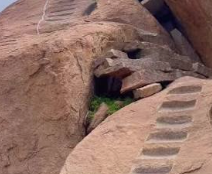 Stone cut steps on boulders