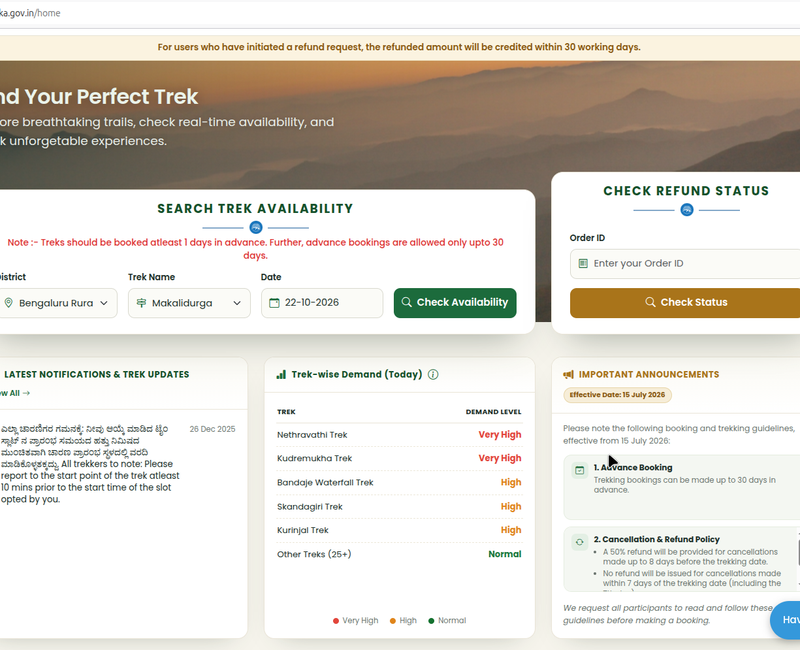 Step 2: Select the Trek details and check availability