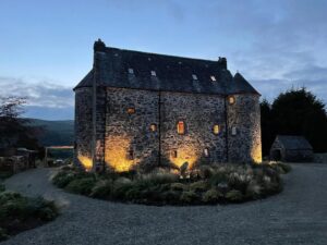 Restored 16th-century Kilmartin Castle framed by Scottish hills