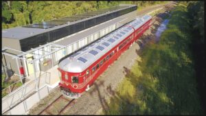 Large solar siding facility near Bordeaux where trains dock for battery top-up